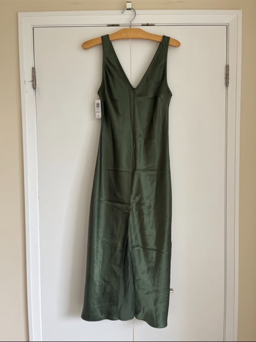 Babaton Olive Satin Slip Dress BNWT